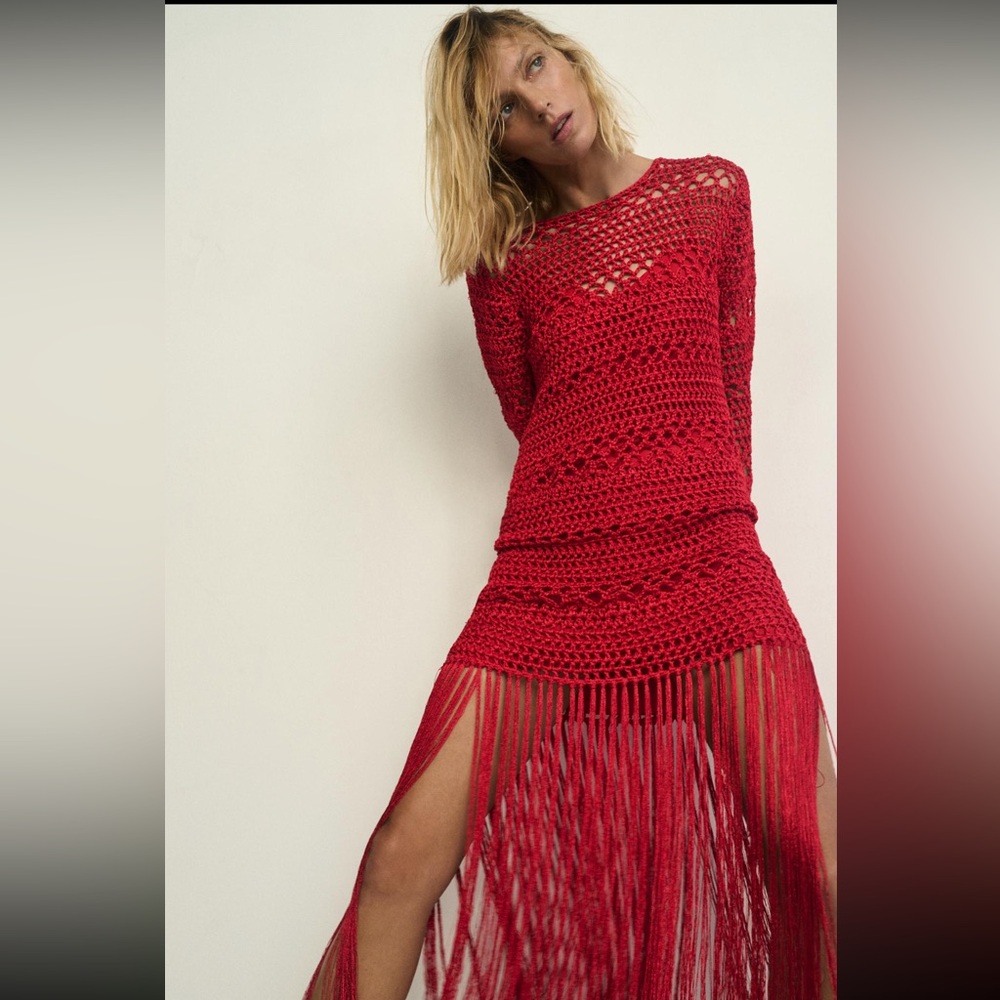 Zara crochet mini dress with fringes ORIGINAL PRICE 169$-NWT